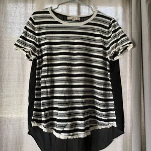 LOFT short sleeve black & white sweater size Large